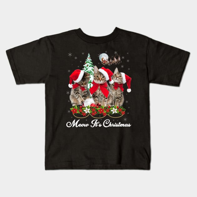 Meow It's Christmas Kids T-Shirt by schaefersialice